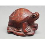 Finely carved hardwood netsuke depicting Tortoise