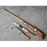 2 Persian knives in scabbards & repro flintlock long gun