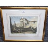 A colour print "Temple of Rome & Augustus at Pola" 31.5 x 44cm