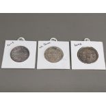 Three solid silver India 1 rupee coins 1882/1886/1889