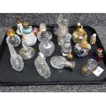 Tray containing 19 vintage perfume bottles