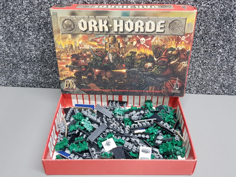 Games workshop epic 40K Ork Horde infantry and vehicles army, Citadel minatures, boxed