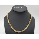 An Italian 9ct yellow gold rope twist chain 46cm long 12.7g