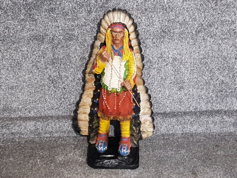 Large resin Native American Chief with crook, 63.5cm