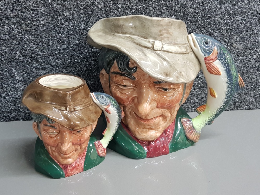 Large & medium size Royal Doulton character jugs, both the poacher, D6429, 1954