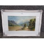 A watercolour by J Douglas Lake District scene signed 25 x 45.5cm