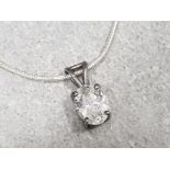 Silver & CZ oval pendant & chain, 3.9g gross