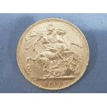 22ct gold 1909 Edward VII full sovereign coin