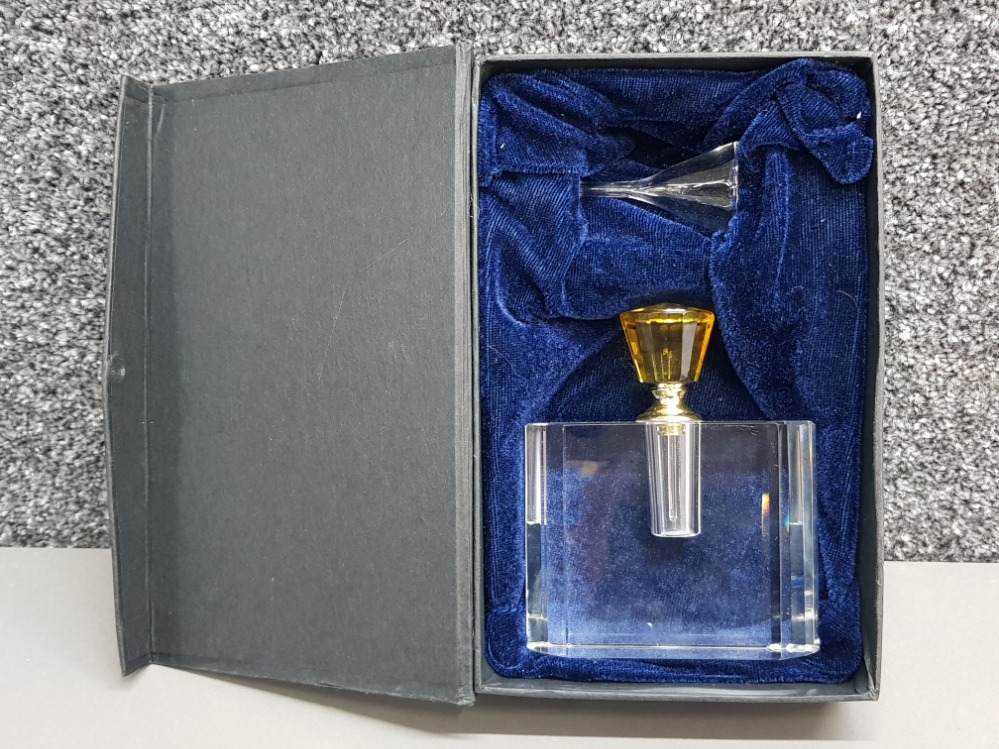 Boxed Crystal perfume decanter with funnel