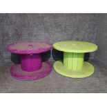 2 large painted cable drums 90cm by 55cm