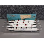 Four vintage Tri-ang die cast cunard liners RMS Queen Elizabeth x 2, S S France, and RMS Queen Mary