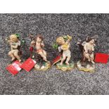 Set of 4 Italian Capodimonte cherub figurines, all with original shop tags
