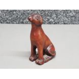 Finely carved Hardwood netsuke depicting sitting dog