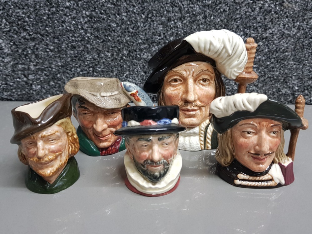 5x Royal Doulton character jugs includes Athos, Beefeater, Robin Hood, Aramis & the poacher - Image 2 of 3