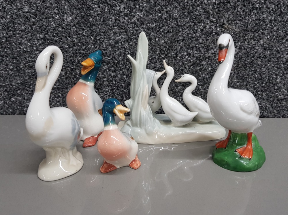 Nao by Lladro 3 geese ornament plus 4 more ducks & swans by different makers