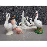 Nao by Lladro 3 geese ornament plus 4 more ducks & swans by different makers