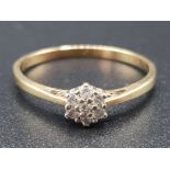 Ladies 9ct yellow gold diamond cluster ring comprising of 7 round brilliant cut diamonds, size T,