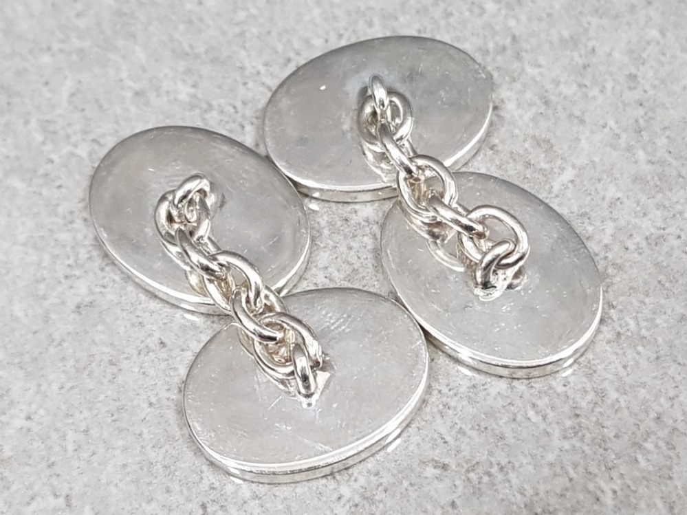 Silver oval chain link cufflinks, 18.2g - Image 2 of 2