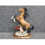 Large rearing horse ornament in the style of Capodimonte by Artist A.Belcari, height 42cm