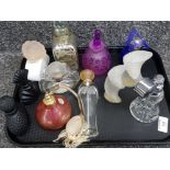 Tray containing 12 different perfume bottles, mainly glass