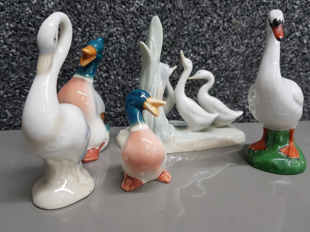 Nao by Lladro 3 geese ornament plus 4 more ducks & swans by different makers - Image 2 of 2