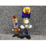 Two vintage Murano art glass clown figures, heights 33cm & 23.5cm
