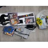 Play Station 1, Wii, guitar hero, with games and accessories.