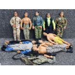 A collection of vintage Action Man figures, plus accessories