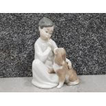 Lladro figure 4522 boy with dog, with original box