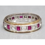 9ct yellow and white gold red and white spinel ring size L 1/2 3.5g gross