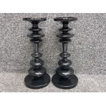 Pair of contemporary Andrew Martin candle stick holders in black