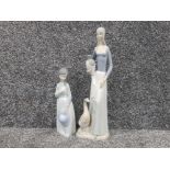 Nao by Lladro figure of a girl with sun hat together with large Spanish Cascades lady & duck