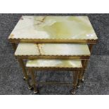 Gilt & onyx nest of 3 tables