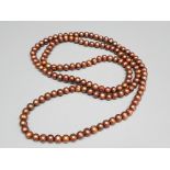 Long freshwater chocolate pearl necklet