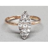 9ct gold marquise paste set ring size K 1/2 1.3g gross