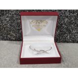 F.Hinds silver & CZ bangle, 7.2g gross with original box