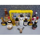 Miniature bottles of alcohol to include Drambuie, Bols, Martini etc