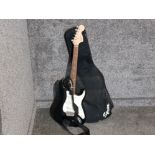 Squier electric guitar by Fender with original protective carry bag