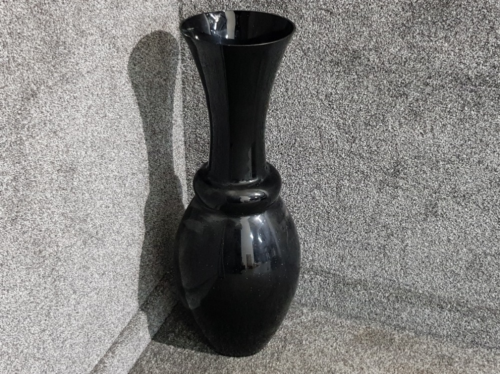 Large black Barok glass floor vase, height 80cm