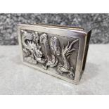 Continental silver matchbox holder with dragon design