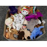 Box containing over 90 vintage TY beanie babies