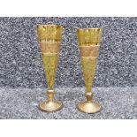 Pair of Moser quatrefoil hand decorated and gilt bud vases 14cm high (one damaged and repaired).