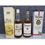 Glen Carren scotch whisky 75cl 40% vol, and Teacher's scotch whisky 75cl 40% vol, both boxed.