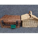 Wicker Thornton & France Large festive hamper together with vintage wicker pic nic basket