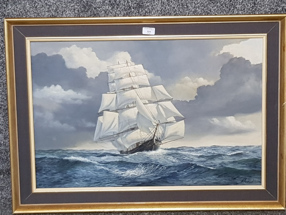 An oil painting by Kenneth Jepson, clipper at sea, signed and dated 1970 49 x 74cm