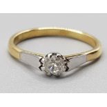 Ladies 18ct yellow gold diamond solitaire ring, comprising of a round brilliant cut diamond set in a