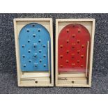 2 vintage Chad Valley bagatelle games, in wooden cases with glass display, includes game balls