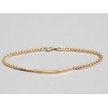 9ct yellow gold curb link identity bracelet 6.4g