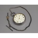 Hallmarked silver 925 Kay's Triumph pocket watch with key & silver chain