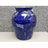 A blue glazed ceramic vase by Dong Thann Donegal pottery